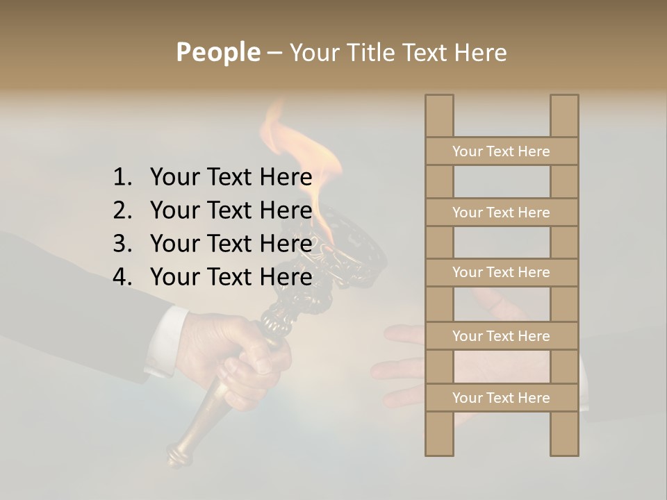 Two Hands Holding A Torch With A Flame Coming Out Of It PowerPoint Template