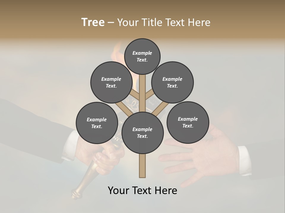 Two Hands Holding A Torch With A Flame Coming Out Of It PowerPoint Template