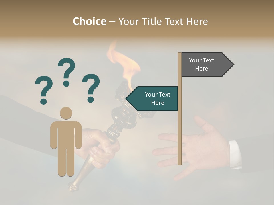 Two Hands Holding A Torch With A Flame Coming Out Of It PowerPoint Template