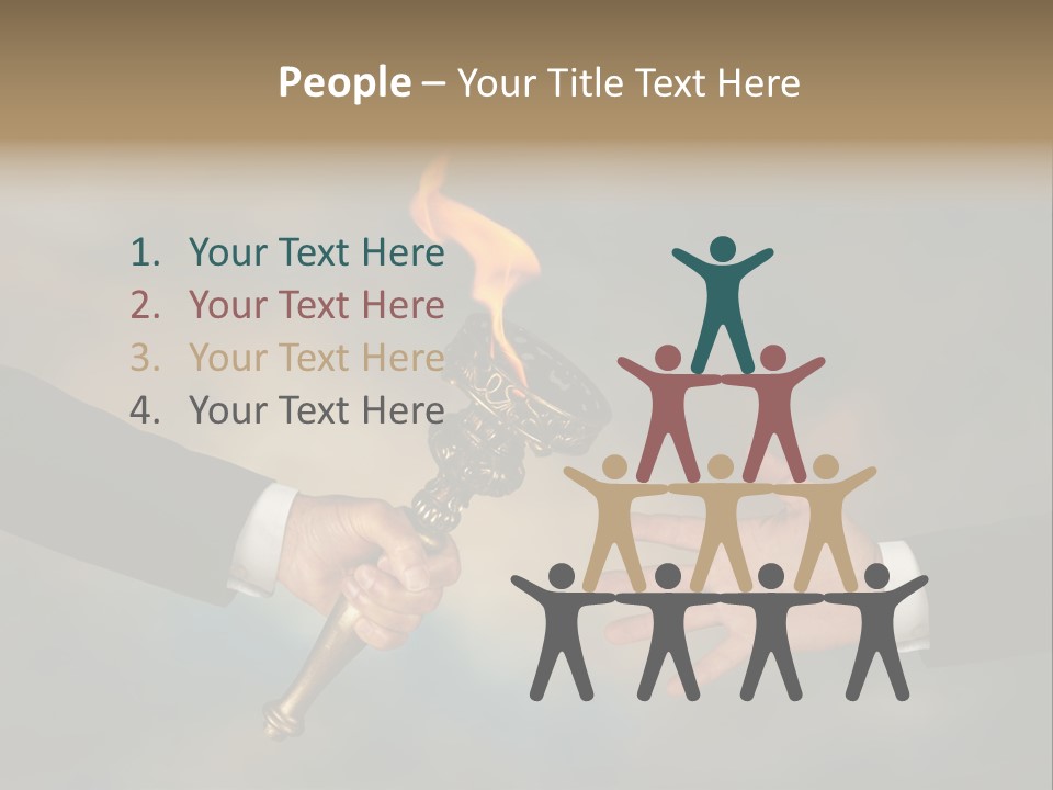 Two Hands Holding A Torch With A Flame Coming Out Of It PowerPoint Template