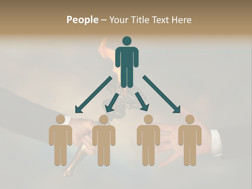 Two Hands Holding A Torch With A Flame Coming Out Of It PowerPoint Template