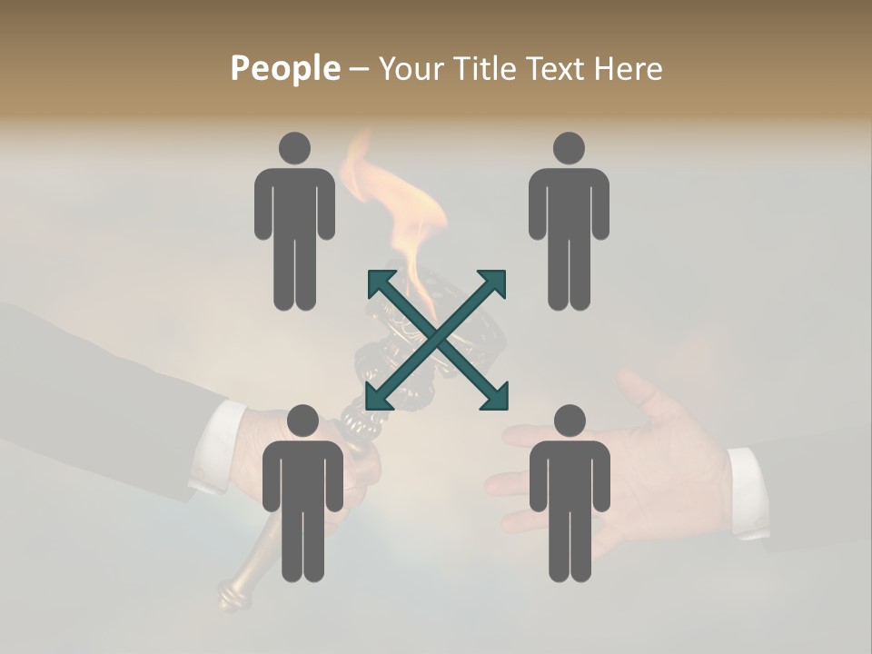 Two Hands Holding A Torch With A Flame Coming Out Of It PowerPoint Template