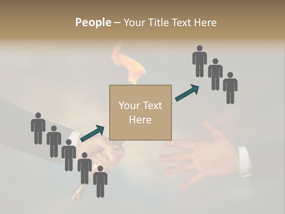 Two Hands Holding A Torch With A Flame Coming Out Of It PowerPoint Template