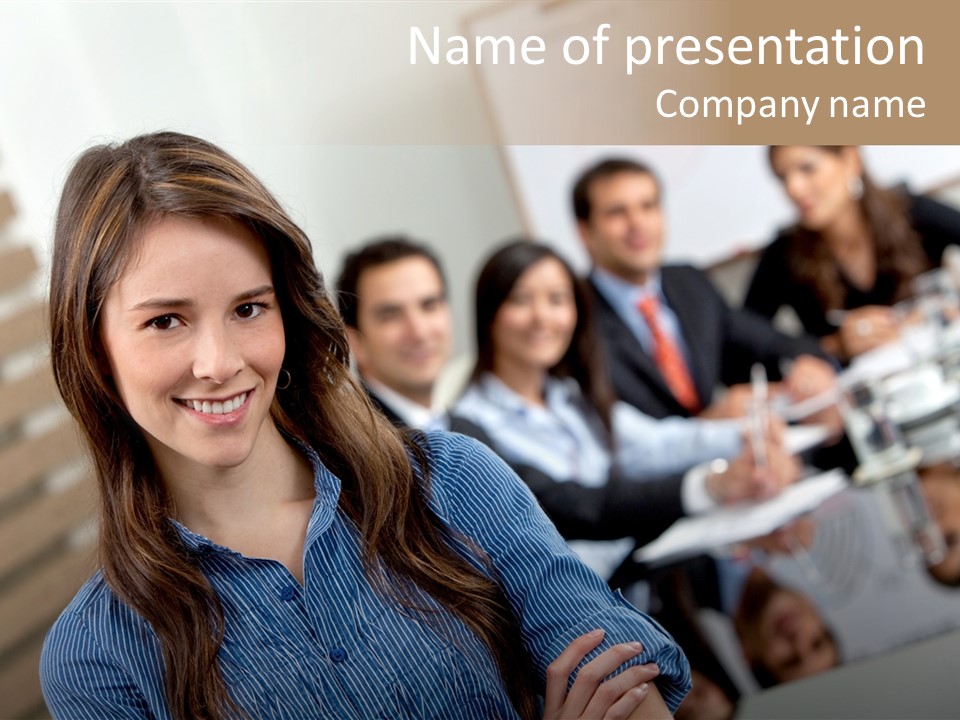 A Woman Standing In Front Of A Group Of People PowerPoint Template