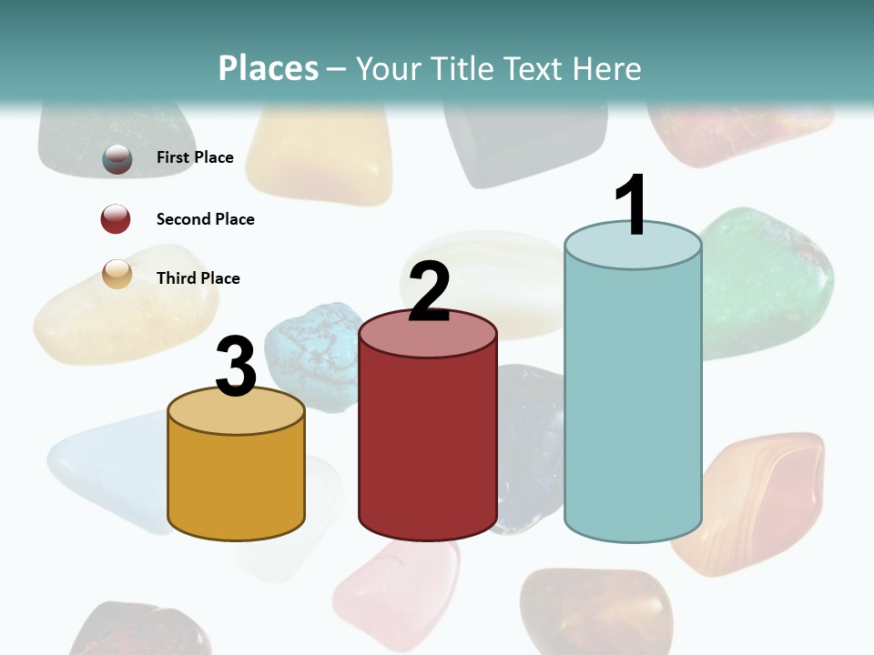 A Group Of Different Colored Rocks On A White Background PowerPoint Template