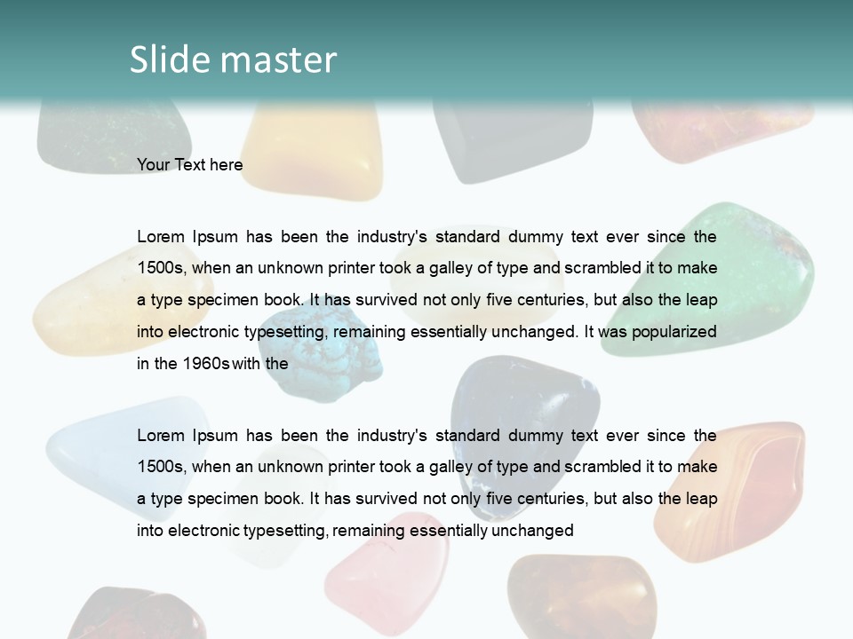 A Group Of Different Colored Rocks On A White Background PowerPoint Template