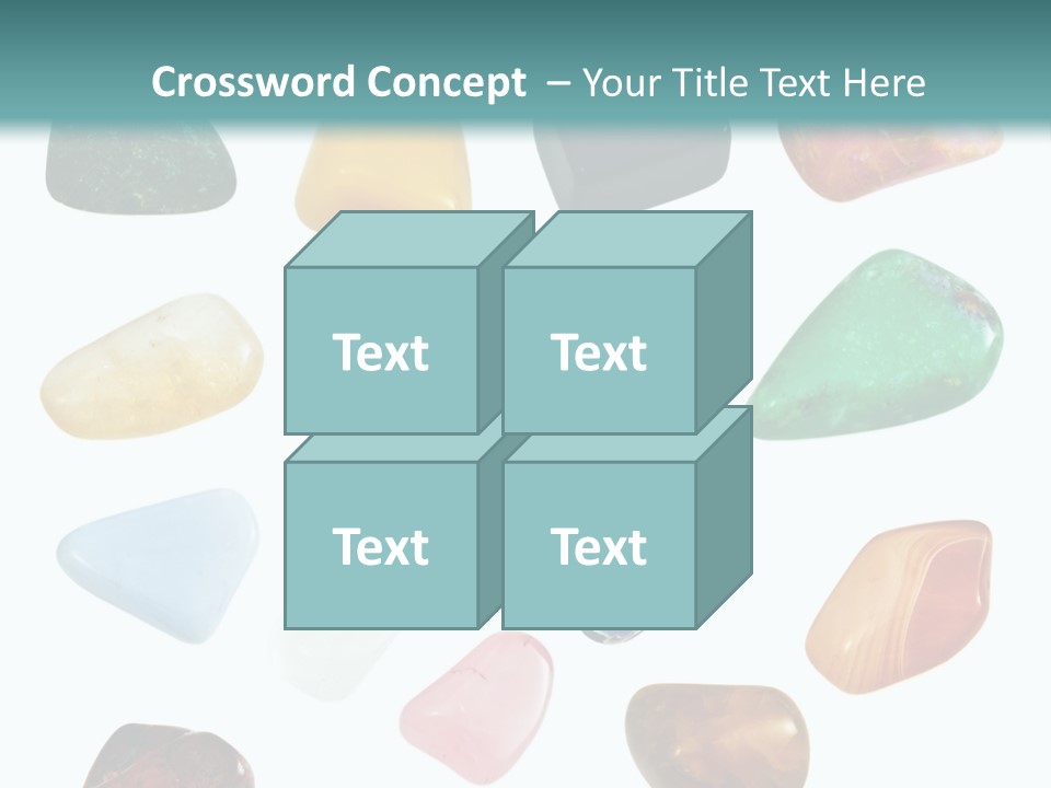 A Group Of Different Colored Rocks On A White Background PowerPoint Template