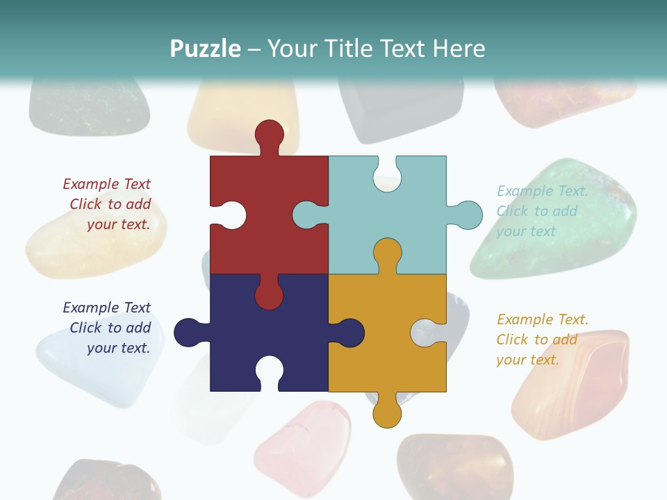 A Group Of Different Colored Rocks On A White Background PowerPoint Template