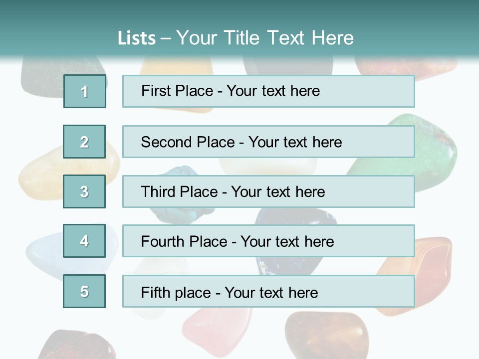 A Group Of Different Colored Rocks On A White Background PowerPoint Template