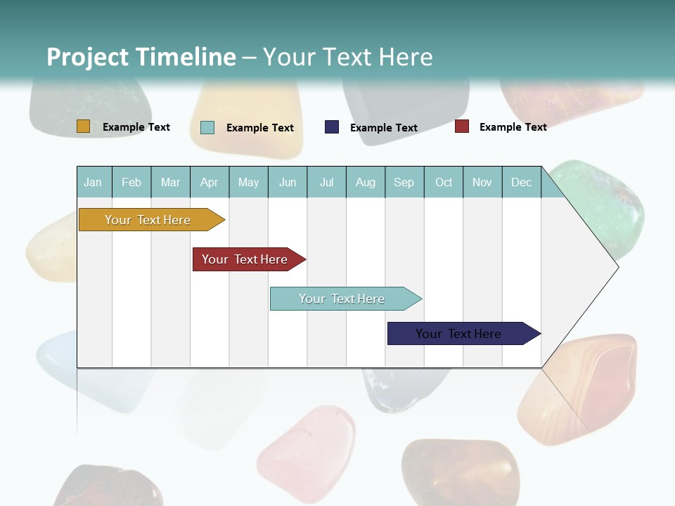 A Group Of Different Colored Rocks On A White Background PowerPoint Template