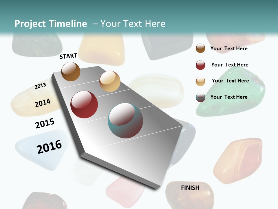 A Group Of Different Colored Rocks On A White Background PowerPoint Template