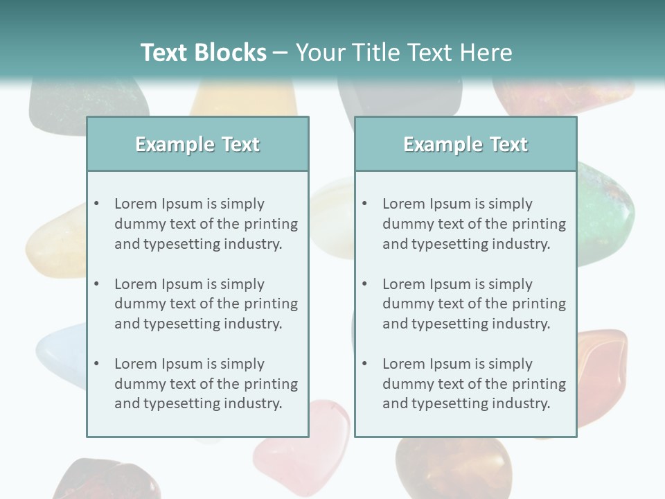 A Group Of Different Colored Rocks On A White Background PowerPoint Template