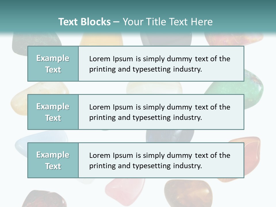 A Group Of Different Colored Rocks On A White Background PowerPoint Template