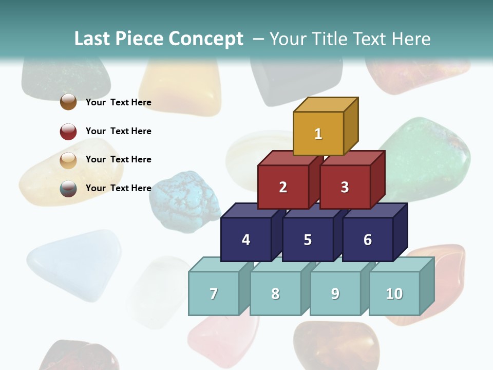 A Group Of Different Colored Rocks On A White Background PowerPoint Template