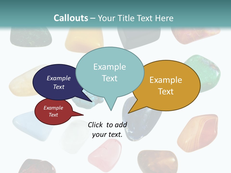 A Group Of Different Colored Rocks On A White Background PowerPoint Template