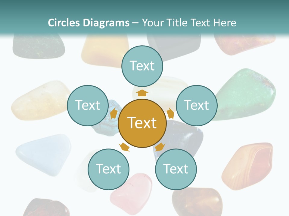 A Group Of Different Colored Rocks On A White Background PowerPoint Template