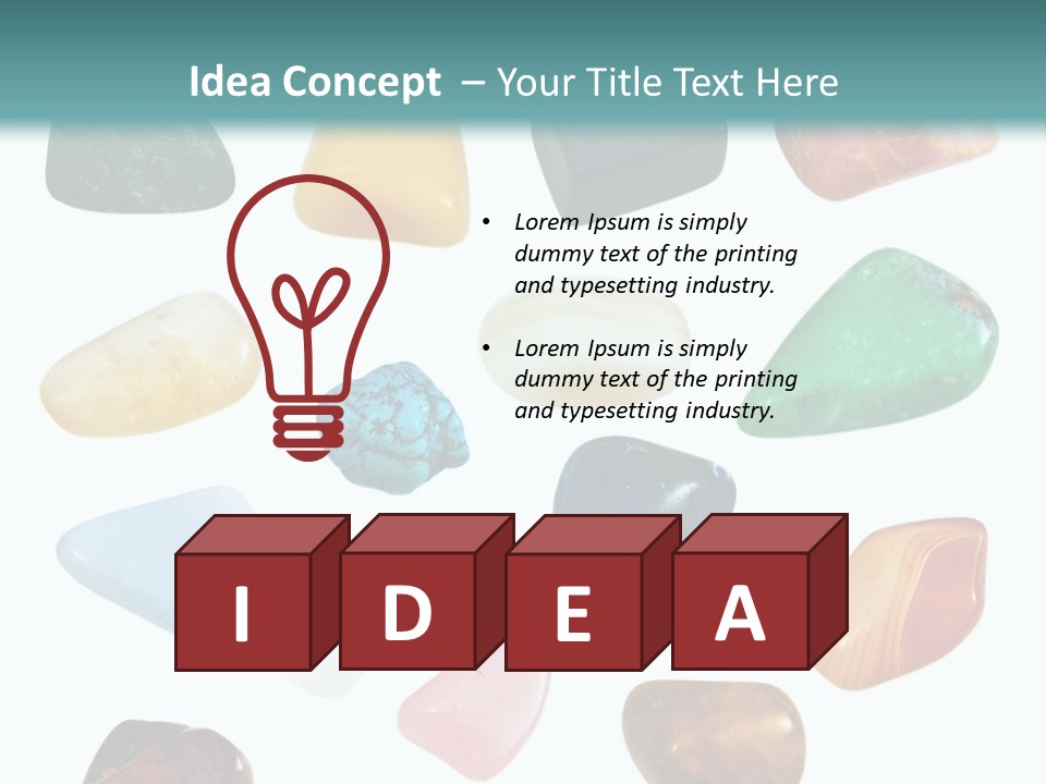 A Group Of Different Colored Rocks On A White Background PowerPoint Template