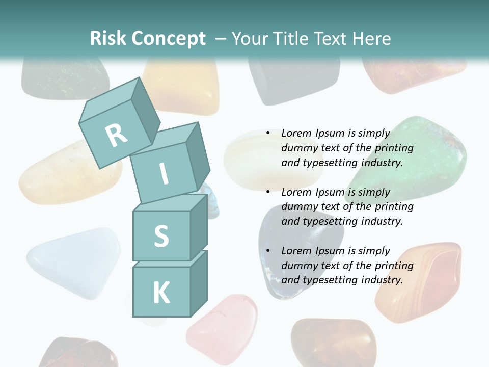 A Group Of Different Colored Rocks On A White Background PowerPoint Template