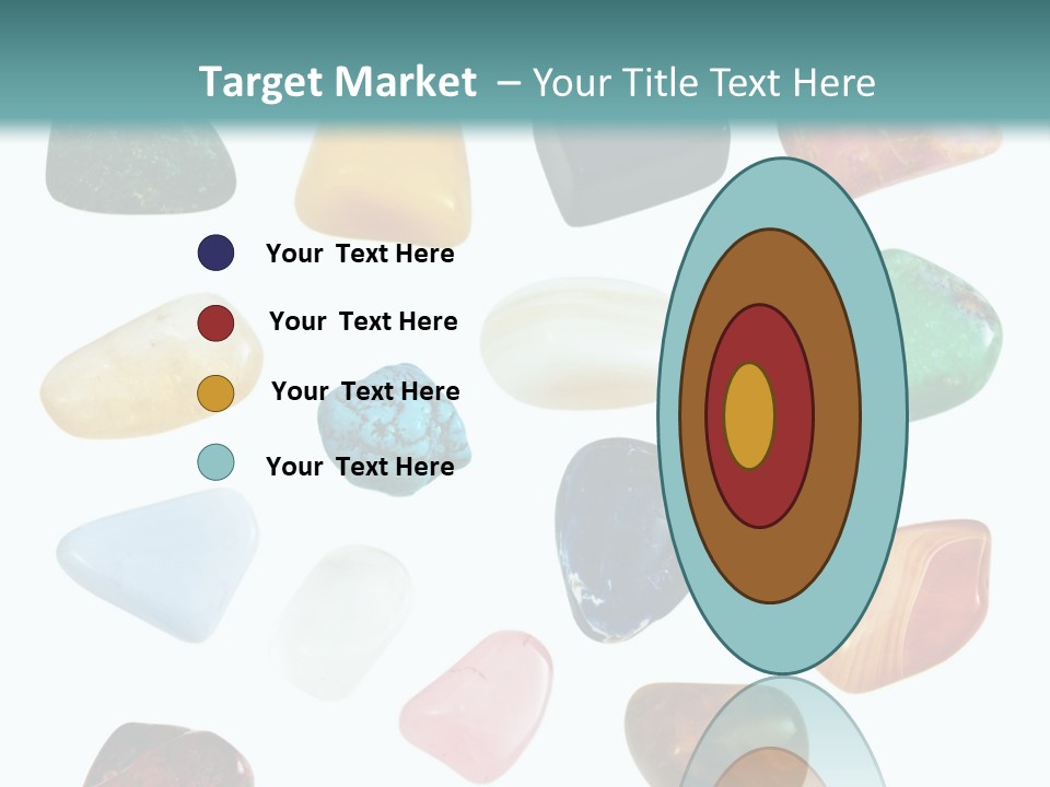 A Group Of Different Colored Rocks On A White Background PowerPoint Template