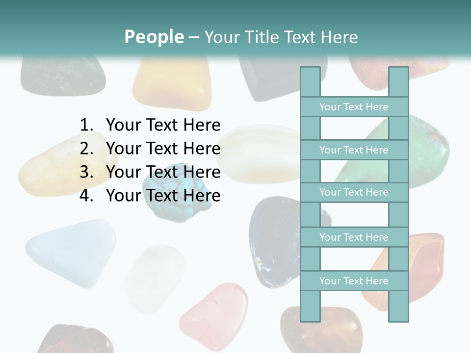 A Group Of Different Colored Rocks On A White Background PowerPoint Template