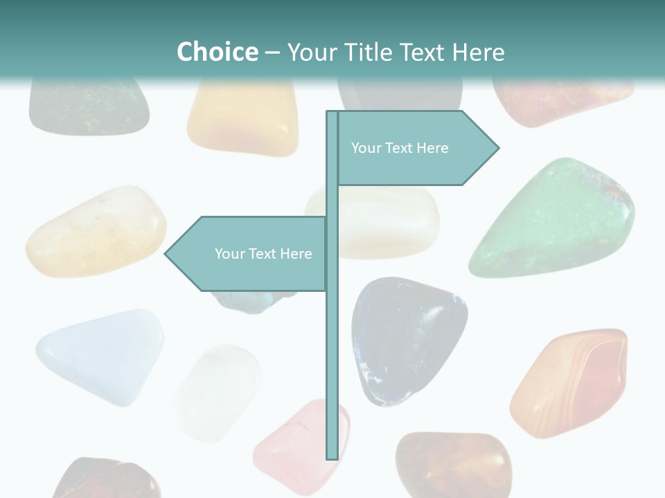 A Group Of Different Colored Rocks On A White Background PowerPoint Template