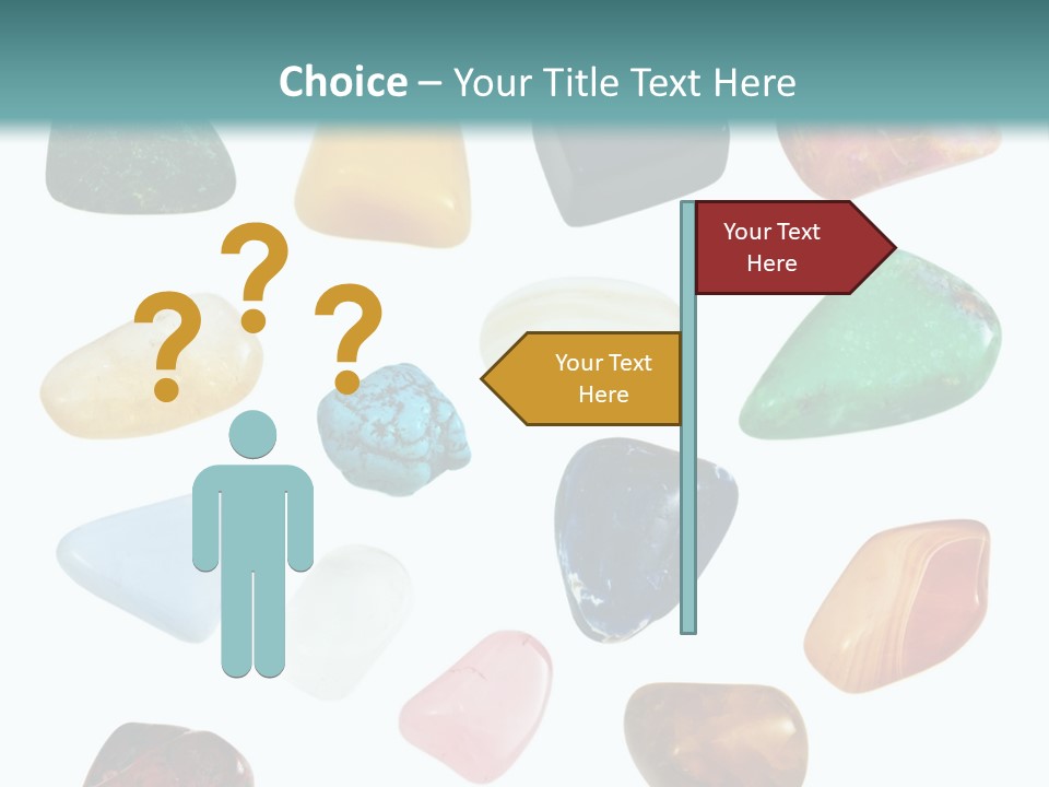A Group Of Different Colored Rocks On A White Background PowerPoint Template