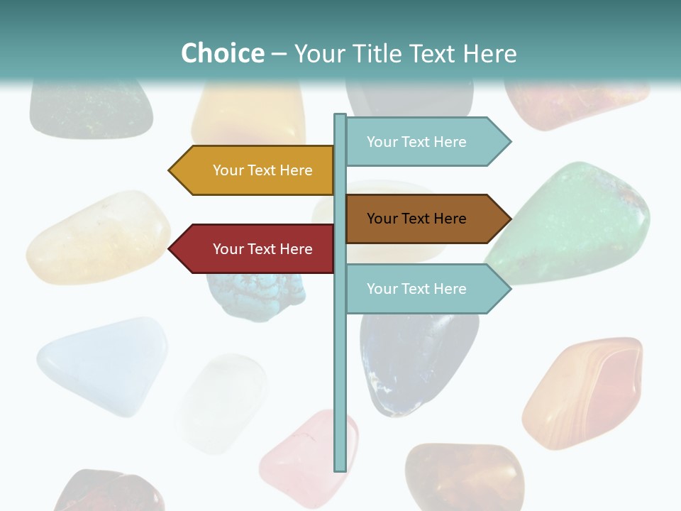 A Group Of Different Colored Rocks On A White Background PowerPoint Template