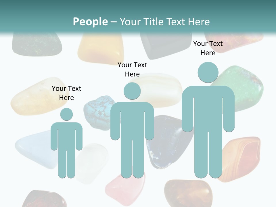 A Group Of Different Colored Rocks On A White Background PowerPoint Template