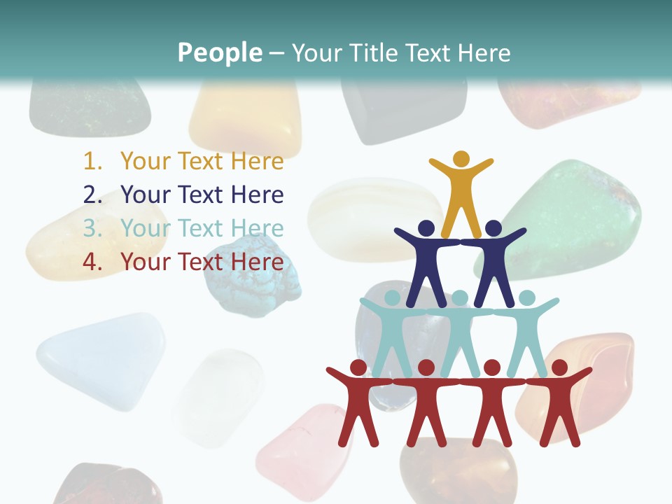 A Group Of Different Colored Rocks On A White Background PowerPoint Template