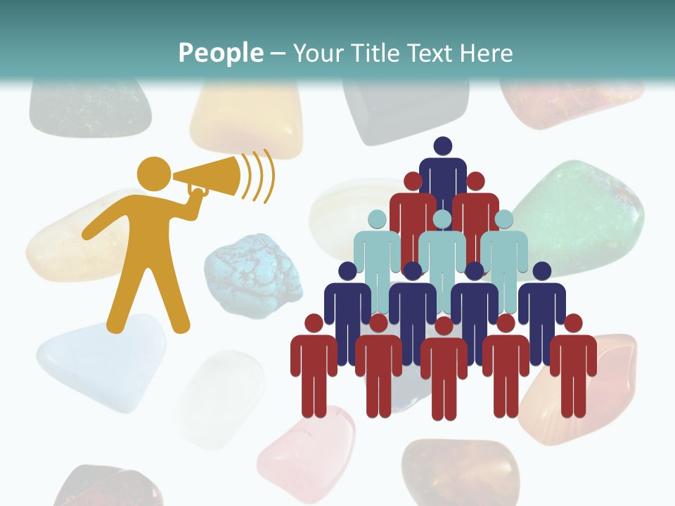 A Group Of Different Colored Rocks On A White Background PowerPoint Template