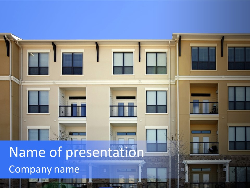 A Picture Of A Building With Cars Parked In Front Of It PowerPoint Template