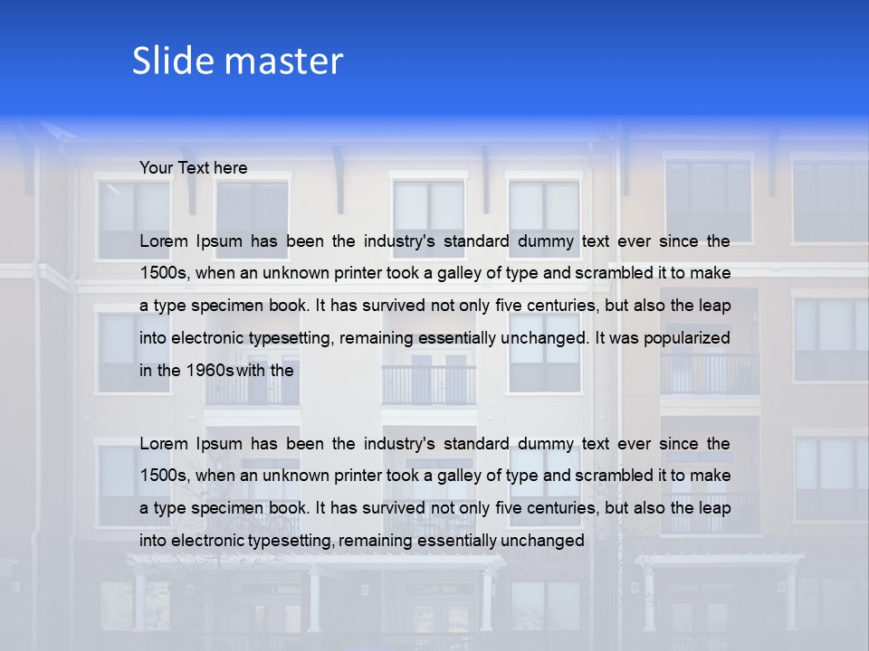 A Picture Of A Building With Cars Parked In Front Of It PowerPoint Template