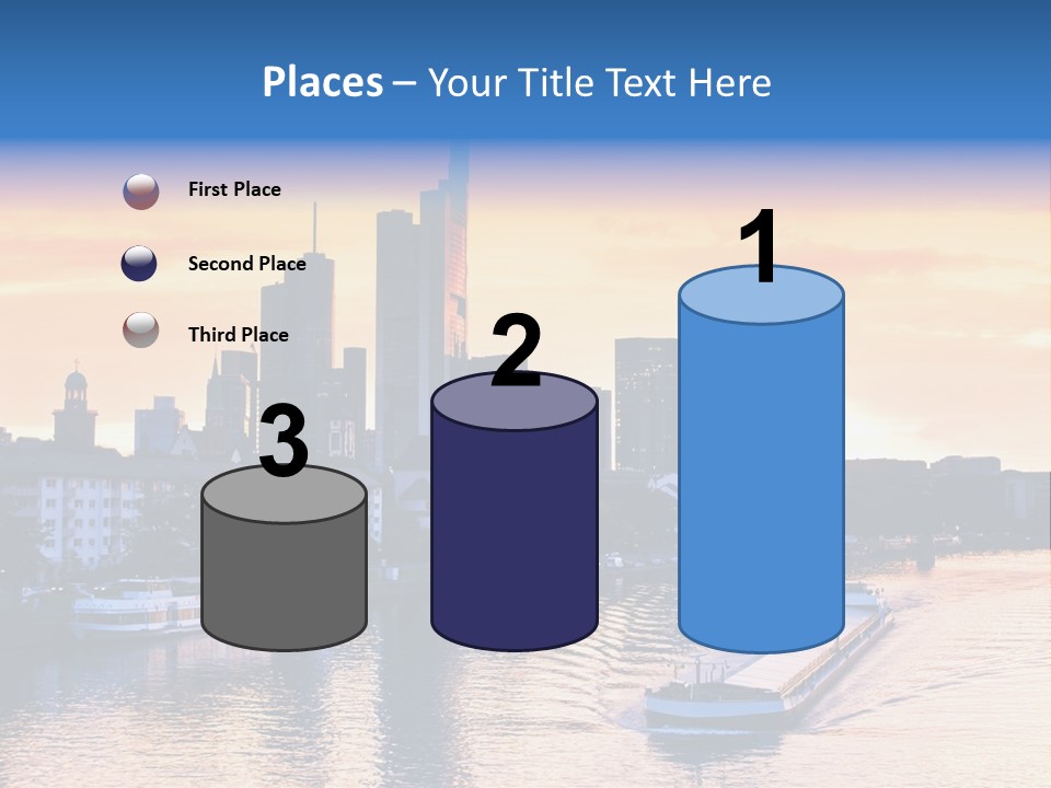 A Boat Traveling Down A River With A City In The Background PowerPoint Template