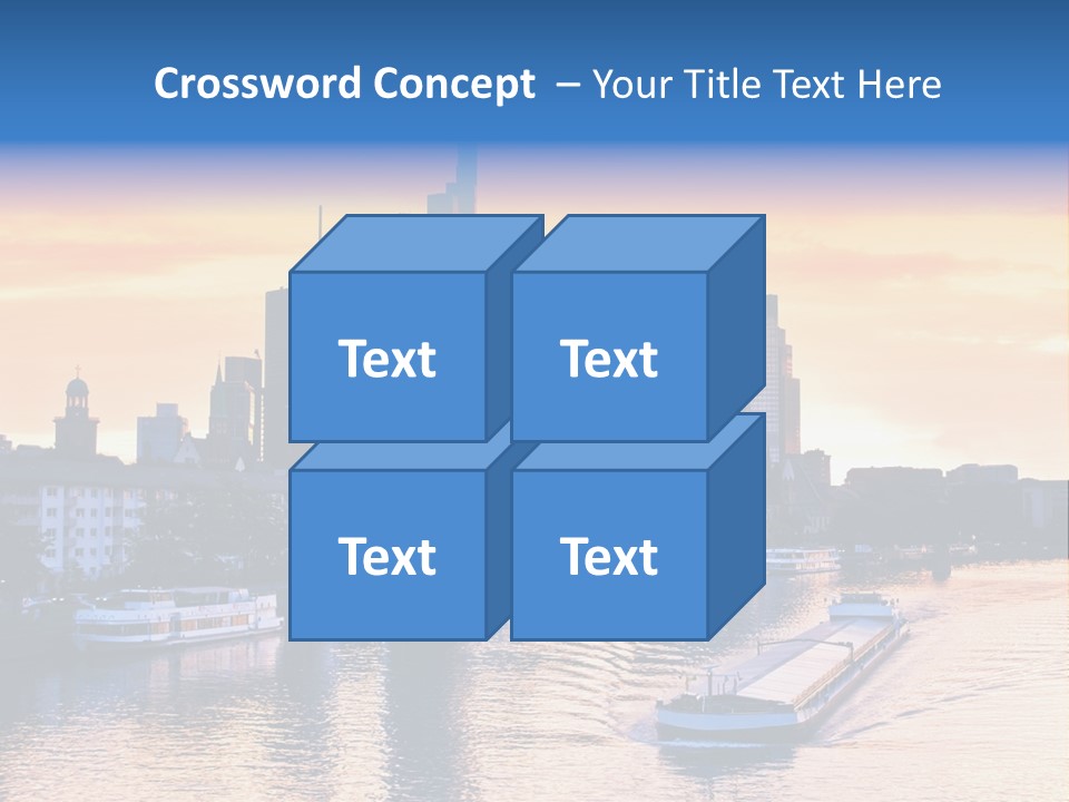 A Boat Traveling Down A River With A City In The Background PowerPoint Template