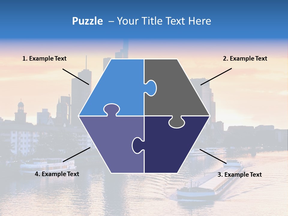 A Boat Traveling Down A River With A City In The Background PowerPoint Template