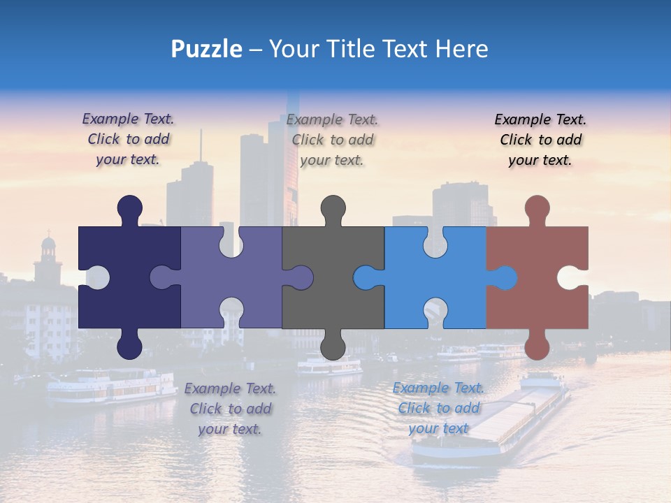 A Boat Traveling Down A River With A City In The Background PowerPoint Template