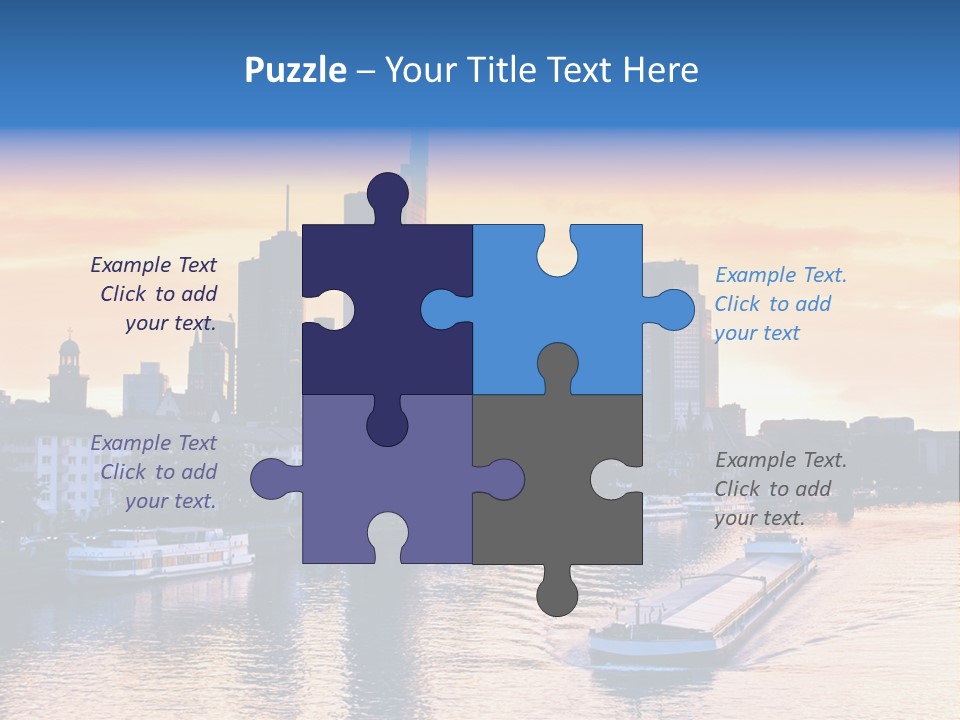 A Boat Traveling Down A River With A City In The Background PowerPoint Template