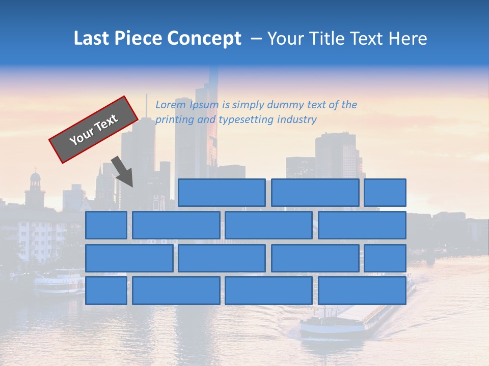 A Boat Traveling Down A River With A City In The Background PowerPoint Template