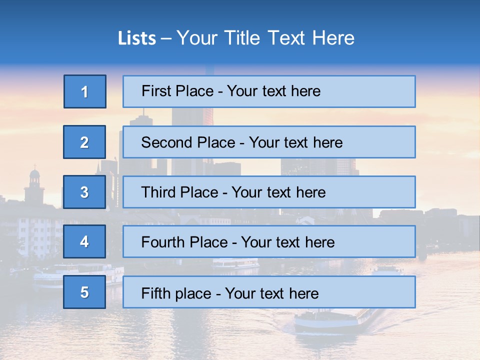 A Boat Traveling Down A River With A City In The Background PowerPoint Template