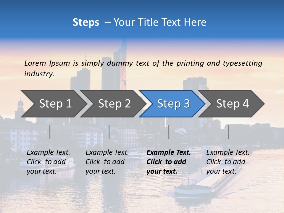 A Boat Traveling Down A River With A City In The Background PowerPoint Template