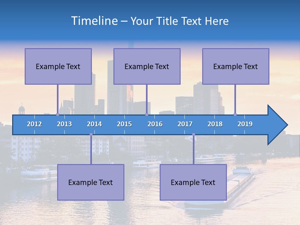A Boat Traveling Down A River With A City In The Background PowerPoint Template