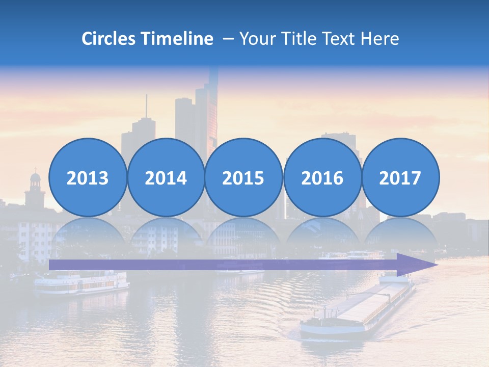 A Boat Traveling Down A River With A City In The Background PowerPoint Template