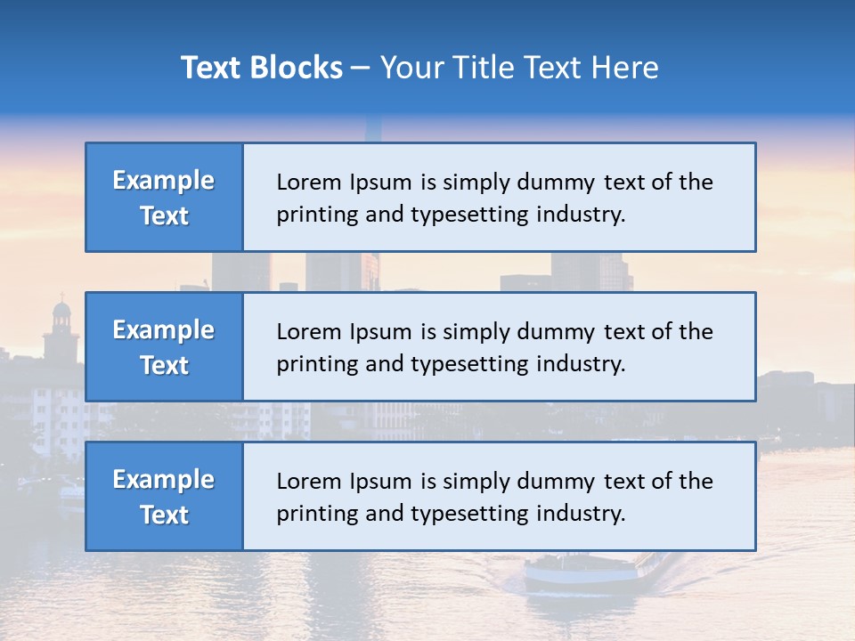 A Boat Traveling Down A River With A City In The Background PowerPoint Template