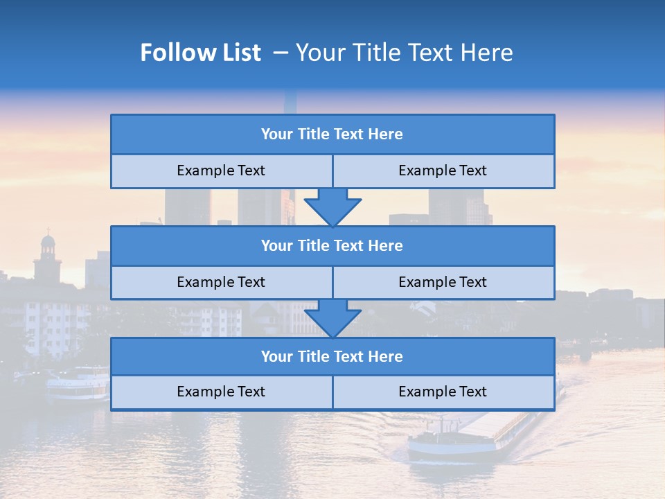 A Boat Traveling Down A River With A City In The Background PowerPoint Template