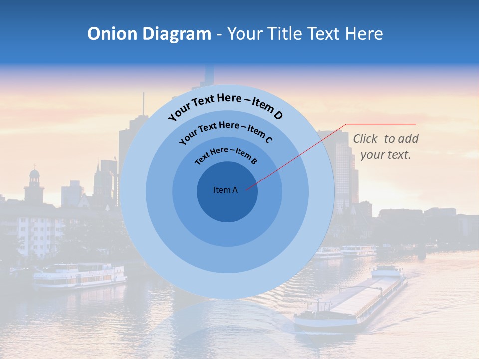 A Boat Traveling Down A River With A City In The Background PowerPoint Template