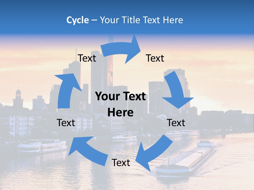 A Boat Traveling Down A River With A City In The Background PowerPoint Template