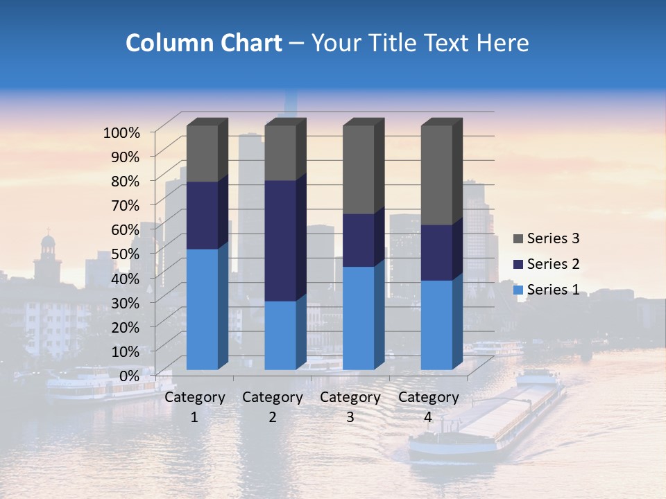 A Boat Traveling Down A River With A City In The Background PowerPoint Template