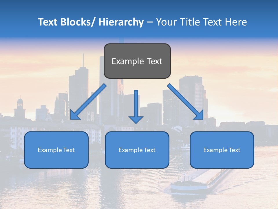 A Boat Traveling Down A River With A City In The Background PowerPoint Template