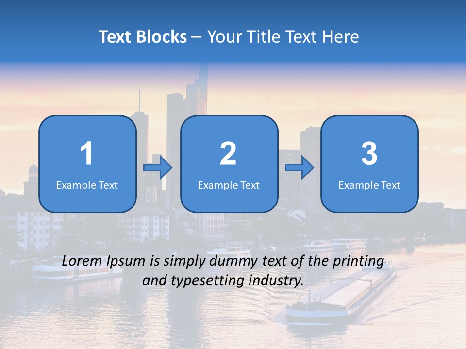 A Boat Traveling Down A River With A City In The Background PowerPoint Template
