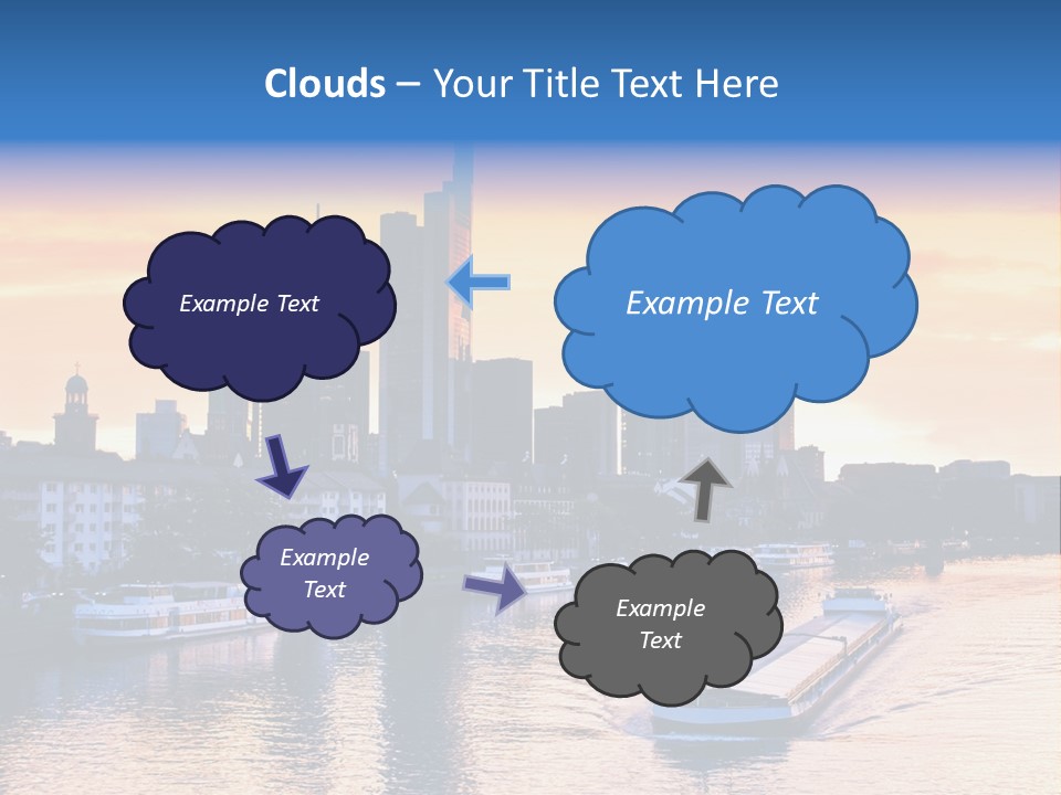 A Boat Traveling Down A River With A City In The Background PowerPoint Template